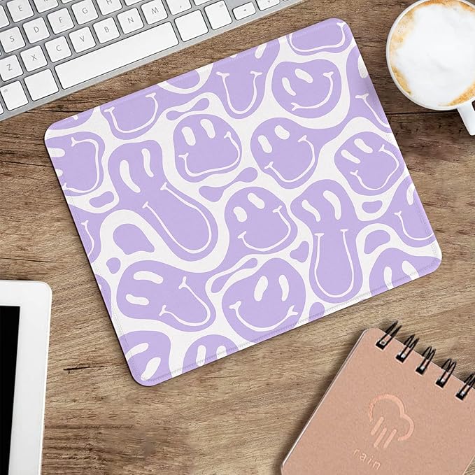 Seorsok Square Mouse Pad Cute Retro Smiley Hippie,Office Home Personalized Premium-Textured Mouse Mat Design,Waterproof Mousepad,Non-Slip Rubber Base Computer Mouse Pads for Wireless Mouse