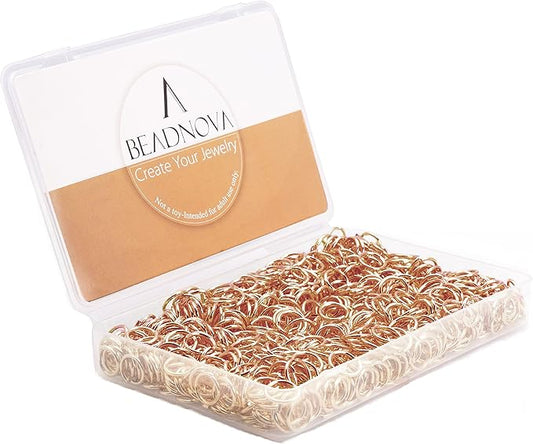 BEADNOVA 6mm Jump Rings Rose Gold Jump Rings for Keychains Jewelry Makings for Necklace Repair (300Pcs)