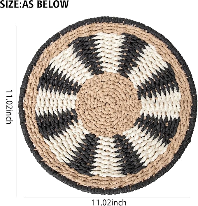 HODAKJUE 3-Pack Multicolor Paper Rope Wall Decor – 11 Inch Diameter × 1.2 Inch Thick – Handwoven Boho Chic Hanging Art for Home, Bedroom, Living Room, Office – Lightweight & Eco-Friendly