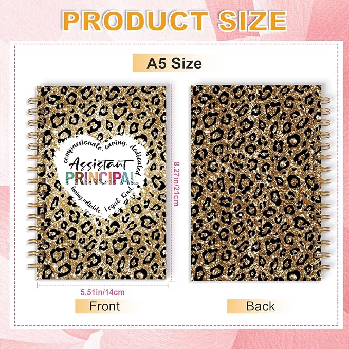 Assistant Principal Spiral Notebook Journal Assistant Principal Appreciation Gifts for Women Men, Thank You School Teacher Appreciation Gifts, Leopard Print Spiral Notebook 5.5x8.3 Inch