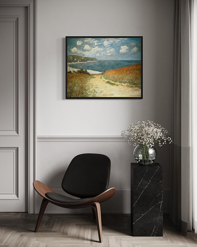 Path in the Wheat Claude Monet Wall Art Print Poster, Impressionist Painting Wall Art Wall Decor, for Bedroom and Living room Bathroom Decor 115 (Path in the Wheat, 11 x 14 inches, Black Frame)