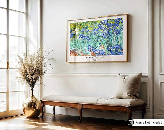 Monem Art Vintage Van Gogh Poster - Retro Irises Print - Impressionism Art - Floral Art - Fine Art - Flower Art - Classic Painting Art - Aesthetic Living Room Wall Decor - 16x20 UNFRAMED Wall Art