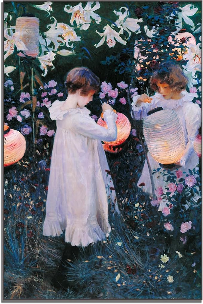OKRA John Singer Sargent Canvas Wall Art Carnation, Lily, Lily, Rose Poster Vintage People Flowers Nature Landscape Poster Master Painting Print Room Aesthetic Wall Decorate Unframed(12x18in/30x45cm)