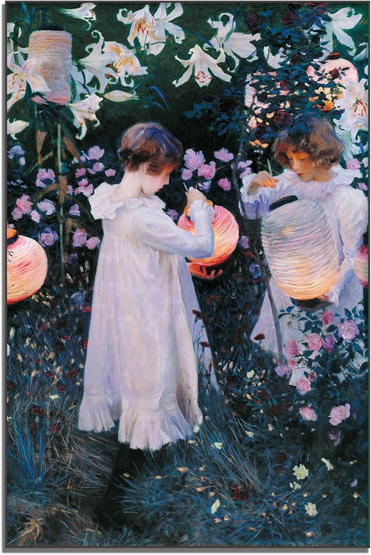 OKRA John Singer Sargent Canvas Wall Art Carnation, Lily, Lily, Rose Poster Vintage People Flowers Nature Landscape Poster Master Painting Print Room Aesthetic Wall Decorate Unframed(12x18in/30x45cm)