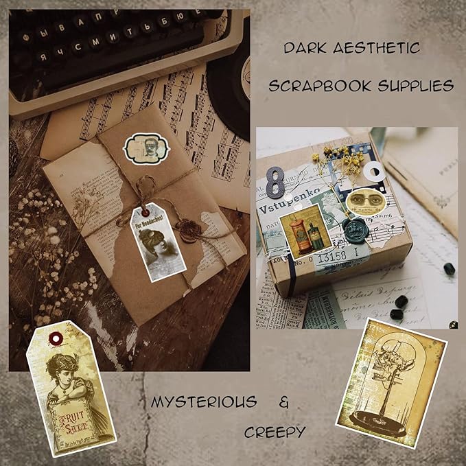 Prstincol 120 Pcs Vintage Apothecary Potion Label Stickers for Journaling, Dark Aesthetic Scrapbook Supplies Ephemera for Junk Journal Bullet Journal DIY Crafts Album Collage