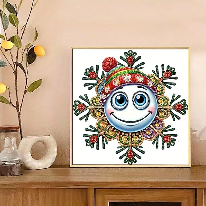 Tontut Diamond Painting Kit for Adult Beginners, Smiling Snow Globe 5D Special Diamond DIY Crystal Rhinestone Crafts for Christmas Home Wall Decoration