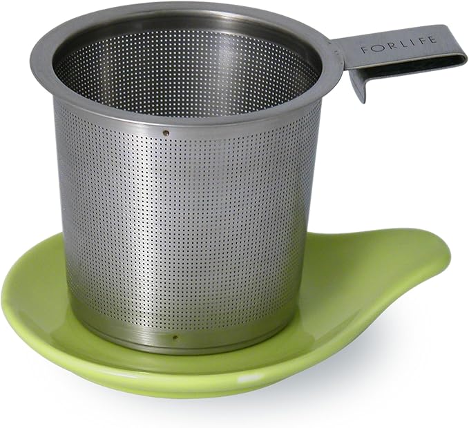 FORLIFE Hook Handle Tea Infuser and Dish Set, Lime