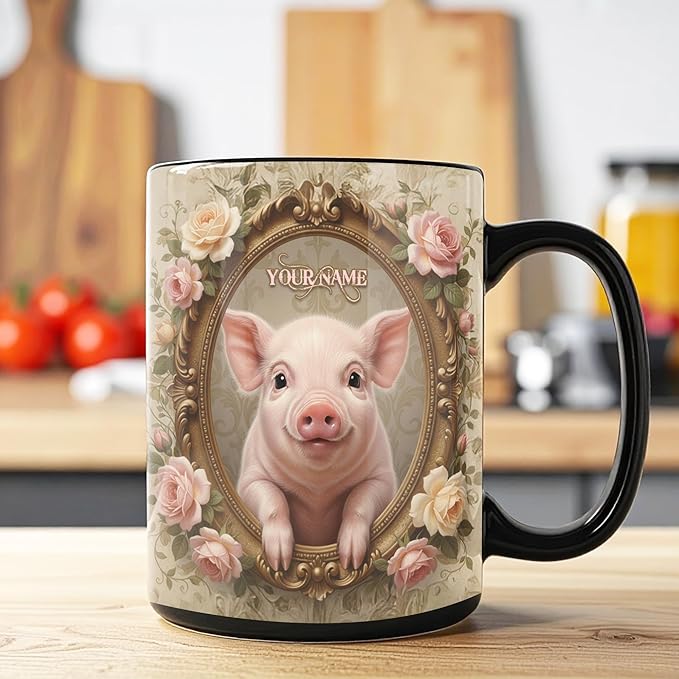 VanLich Shop Personalized Cute Pig Changing Color/Accent Coffee Mug – Animal Design Mug