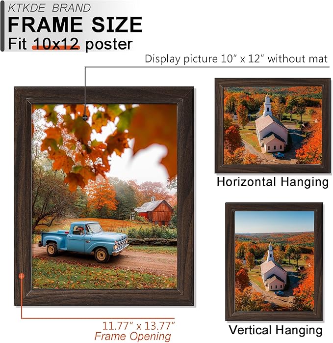 KTKDE 10x12 Picture Frame Set of 5,Wooden frames walnut, Vertical & Horizontal Wall Hanging for Wall or Tapletop Display,Studio Gallery Photo Frame for Photos, Posters & Art Prints