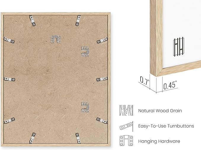HAUS AND HUES Beige Oak Wood 16x20 Picture Frame - Modern Wood Wall Art Display - Lightweight 16x20 Frame for Art Prints, Photos, Posters - Ready-to-Hang Vertically & Horizontally (Set of 4)