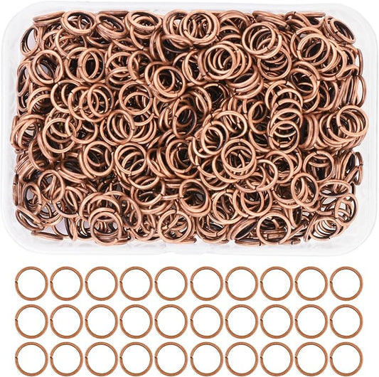 Mandala Crafts Assorted Antique Copper Color Jump Rings Jewelry Findings Metal O Rings for Jewelry Making Supplies - 400 9mm Small Open Jump Rings Kit for Necklace Earring