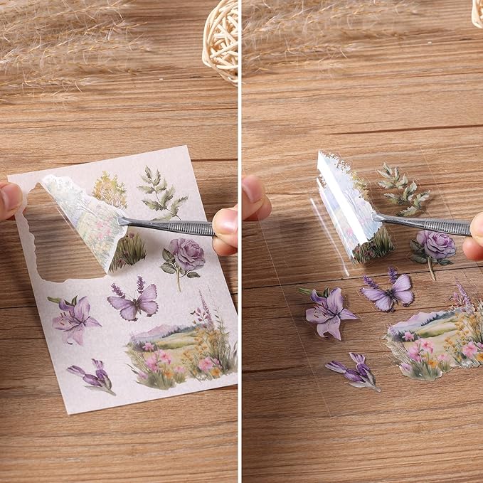 Plant Landscape Scrapbook Stickers 36 Sheets 200 Pre-Cut Washi Stickers for Journaling PET Transparent Sticker 18 Sheets Scrapbook Paper Decorative or DIY Crafts Arts and Crafting Projects