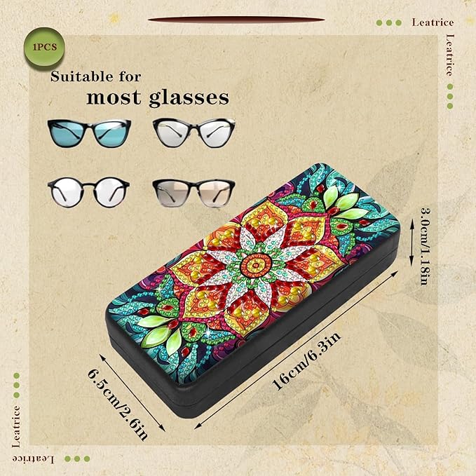 Leatrice Mandala Diamond Art Kits for Adults Small Diamond Painting Kit Eyeglass Case Hard Shell Gem Art Paint by Diamonds Dot 5d Diamond Art DIY for Beginner Women