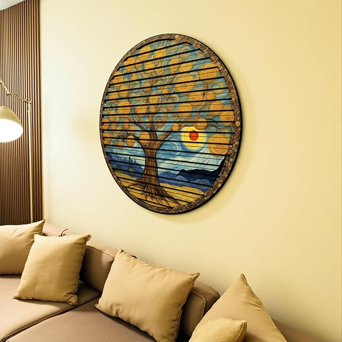 Tree Of Life, Carved Wood Wall Art, 3D Wall Decor, Home Decor, Housewarming Gift, Wall Hangings, Round Wall Art, Wooden Wall Decor,Home Art, Home Decor
