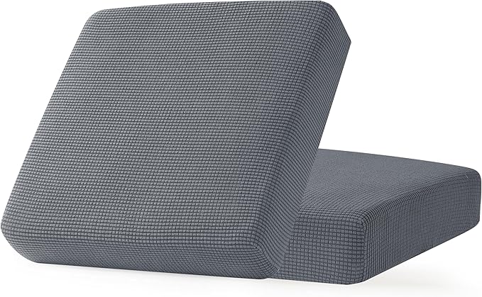 CHUN YI 2Piece Stretch Couch Cushion Covers, Sofa Seat Slipcovers for Pets, Suitable for Armchair Loveseat Sofa with Spandex Jacquard Washable Fabric (2Piece,Light Grey)