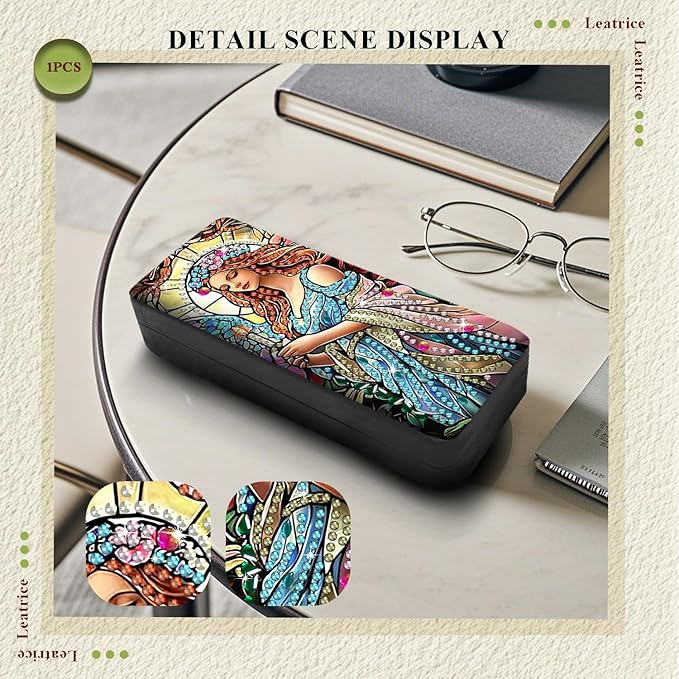 Leatrice Diamond Art Kits for Adults Small Diamond Painting Kit Gem Art Paint by Diamonds Dot Eyeglasses Case 5d Diamond Art DIY for Beginner Women Beauty