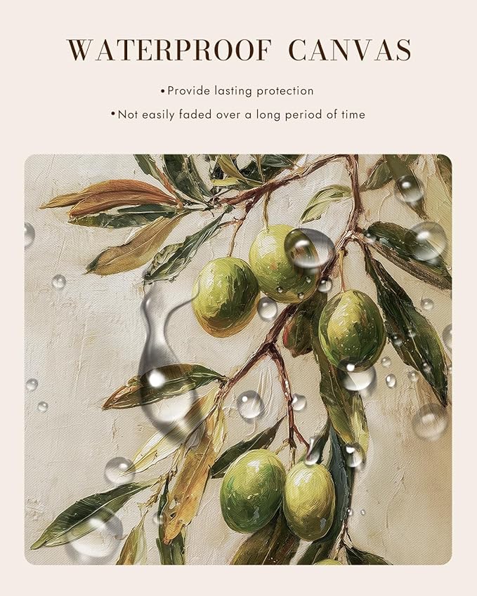 Bzstyleart Vintage Wall Art Decor for Bedroom,Oil Painting Olive Branch Botanical Wall Art,Vintage Botanical Painting,Room Decor Aesthetic for Kitchen,Christmas Gifts 12 x 16 Inch