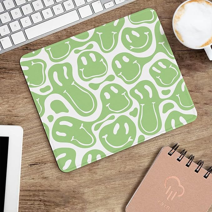 Seorsok Square Mouse Pad Cute Retro Smiley Hippie,Office Home Personalized Premium-Textured Mouse Mat Design,Waterproof Mousepad,Non-Slip Rubber Base Computer Mouse Pads for Wireless Mouse