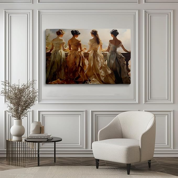 Victorian Women Painting, Vintage Women Print, Antique Wall Decor, Regency Wall Decor, Antique Women Oil Painting, Victorian Wall Art,Girls Dormitory, Bedroom Room Decor24x36Unframed