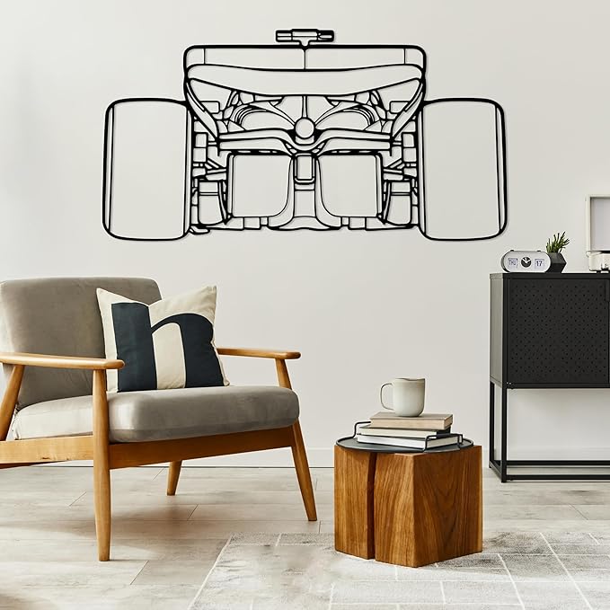 Formula Car metal Wall Art, Sports Car metal Silhouette, Formula Car Lovers Metal Wall Decor, Racing Gifts For Men, Minimalist Sculpture for Garage, Man Cave, Gift for Father's, (Black-40" x 11" inch)