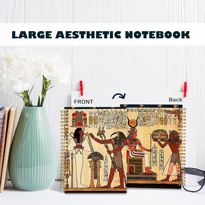 BearCake Ancient Egypt Theme Vintage Notebook Journal, Egytian Mathology Gifts, Ancient Egypt Gifts for Women, Hardcover Spiral Notebook 5.5x8.3