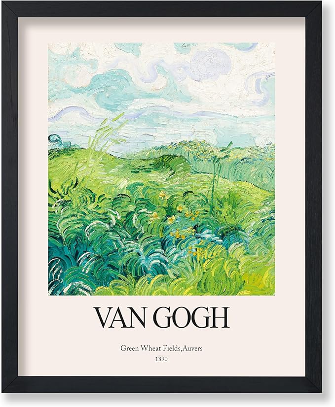 Monem Art Vintage Green Wheat Fields Print - Retro Van Gogh Poster - Impressionism Art - Gift for Men & Women - Classic Decor for Bedroom, Living Room or Dorm - 8x10 UNFRAMED Wall Art