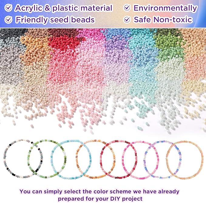3mm Seed Beads Matte, 39 Colors Frosted Seed Beads for Bracelet Making, Friendship Bracelet Beads for Girls Adults, Small Beads for Jewelry Making DIY Craft