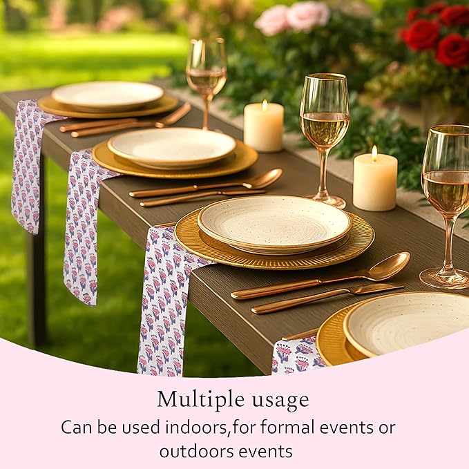 CPC Cloth Napkins 100% Cotton Set of 4 Reusable Napkins, Indian Block Print Toile Floral Dinner Napkin, Fall Thanksgiving Christmas Holiday Party Gift - Soft Absorbent Napkin, 18"x18" Pink Sapphire