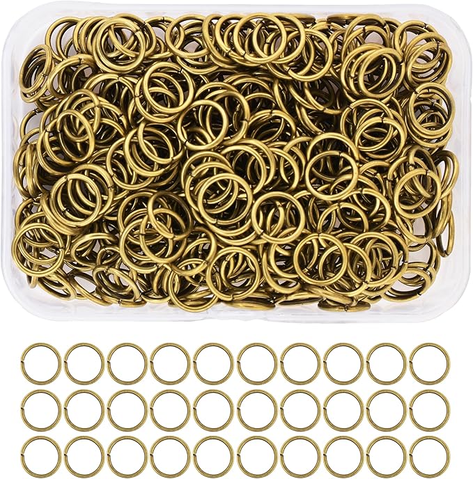 Mandala Crafts 400 Pcs Assorted 10mm Antique Brass Jump Rings - Small Open Rings for Jewelry Making & Crafts