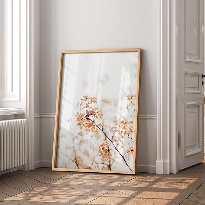 24x36 Poster Frame, USA-Sourced Natural Oak Wood Picture Collage Frame with HD Tempered Glass, Modern Simple 24 x 36 Wooden Photo Frame Matted to 20x30, Vertical & Horizontal Wall Hanging Display
