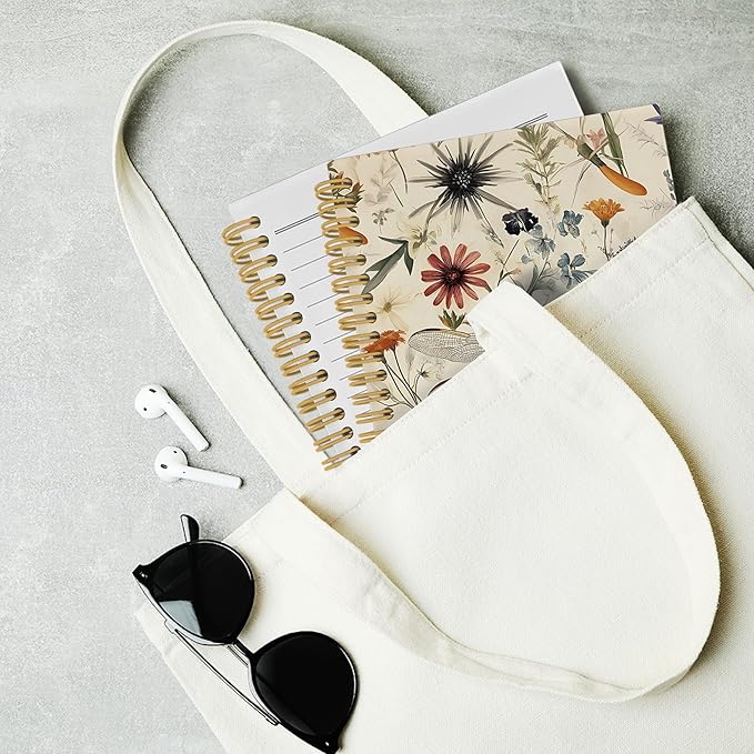 Vintage Dragonfly Journal Notebook, Summer Floral Notebooks College Ruled for Work School, Gifts for Girls Women Dragonfly Lovers, Office Supplies, Hardcover Spiral Notebook 5.5"x8.3"