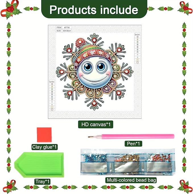 Tontut Diamond Painting Kit for Adult Beginners, Smiling Snow Globe 5D Special Diamond DIY Crystal Rhinestone Crafts for Christmas Home Wall Decoration