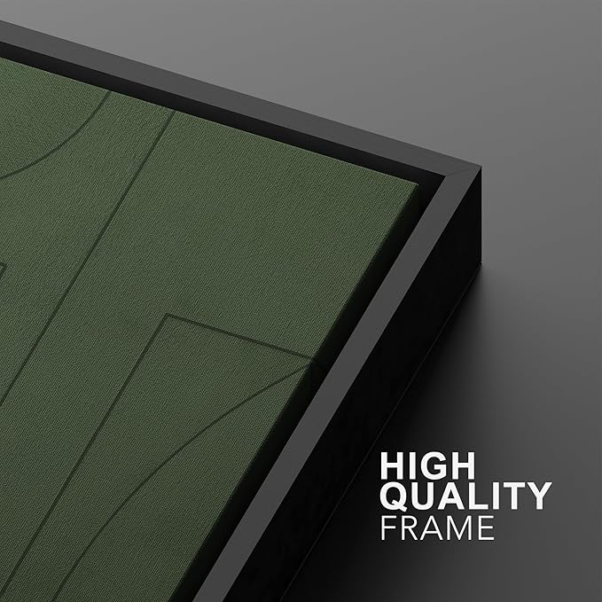 SIGNWIN Framed Canvas Print Wall Art Set Green Mid-Century Polygon Landscape Abstract Shapes Digital Art Modern Art Decorative Minimalism Vintage for Living Room, Bedroom, Office - 16"x24"x2 Black