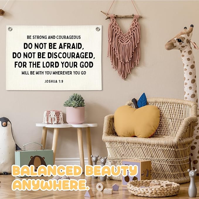 Christian Wall Decor Canvas Banner,Bible Verse Wall Hanging Motivational Wall Hanging Banner Flag Decor for Nursery Kids Room Bedroom Playroom Classroom Homeschool, 30x20 Inch