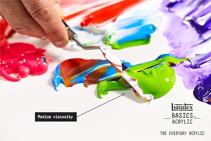 Liquitex BASICS Acrylic Paint Set, 4 x 75ml (2.4-oz), 1 x 118ml (4-oz) Essentials Paint Set