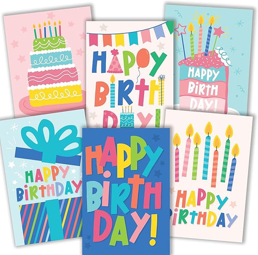 Hadley Designs Happy Birthday Cards Bulk with Envelopes - 54 Assorted Birthday Cards for Kids & Adults, Bulk Greeting Card Pack for Office, Generic Bday Notecards with Envelopes, Designed in USA