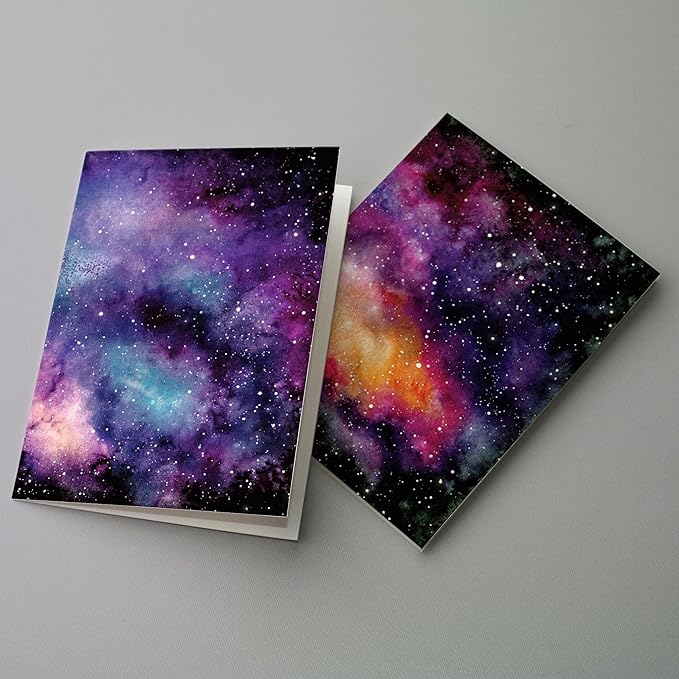 Abstract Greeting Cards Boxed Set - 24 All Occasion Blank Just Because or Thank You Cards w/White Envelopes - High-Quality Card Stock by RitzyRose (Galaxy)