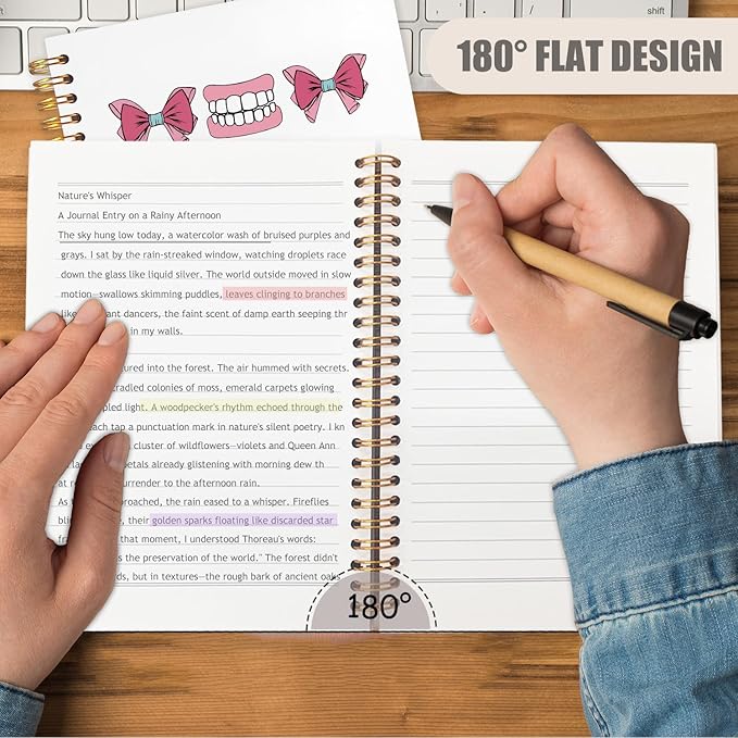 WUCHJ Dentist Gifts Notebook, Dental Hygienist Assistant Gifts Journal, Coquette Pink Bow Dental Spiral Notebook Journal for Note Taking, Dentist Office Supplies, 5.5x8.3 Inch