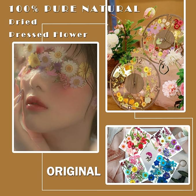 73Pcs Pressed Dried Flowers for Resin, Real Natural Bulk Assorted Dry Floral Leaves for DIY Art Crafts, Epoxy Molds, Jewelry, Soap, Candle Making, Nails Decors