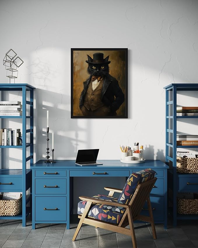 Gangster Cat Art Poster Print, Cat Kitten Painting Humor Portrait Pet Artwork Decor Gallery A8 (Gangster Cat, 8 x 10 inches, Unframed)