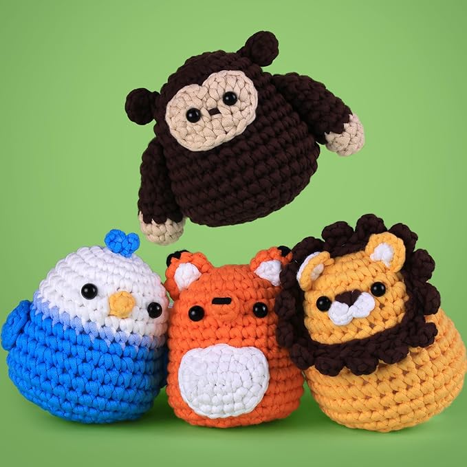 Crochet Kit for Beginners Kids - Beginner Crochet Kit for Kids Adults Animals Amigurumi Crochet Kit Easy Crochet Kit for Beginners with Tutorials Learn to Crochet Gift for Kid - Forest Friends