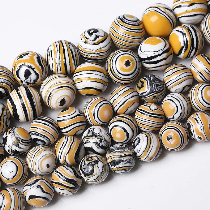 120pcs 6mm Natural Yellow Malachite Beads Round Loose Spacers Beads for Jewelry Making DIY Bracelets Necklace 2 Strand 32"