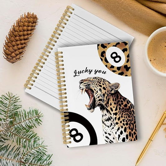 Preppy Trendy Leopard Journal Notebook, Fashion Animal Cheetah Notebooks College Ruled for Work School, Gifts for Teen Girls Women, Office Supplies, Hardcover Spiral Notebook 5.5"x8.3"