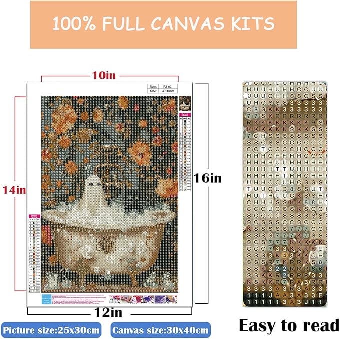 Eterkosu Halloween Ghost Diamond Art Painting Kits for Adults - 5D DIY Specter Diamond Art Paint with Diamonds Full Drill Diamond Dots Painting for Adults Beginners Gem Art Pictures Home Decor
