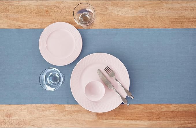 Solino Home Linen Table Runner 36 Inches - 100% Pure Linen Dusty Chambray Blue Table Runner 14 x 36 Inch Ideal for Dresser and Coffee Tables - Diana Medium Weight, Winter, Spring, Easter