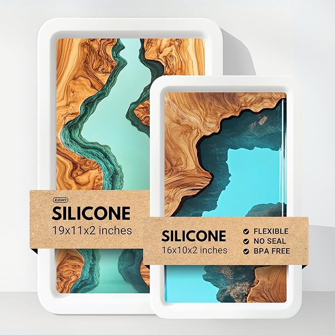 Alaskey® Large Premium Rectangular Resin Table Silicone Mold 16"x10" and 19"x11" | Durable, Reusable, No Seal Required | Large Epoxy Resin Mold for DIY River Table, Coffee Table, Cutting Board Crafts