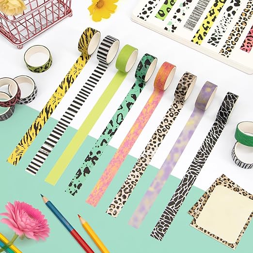 40 Rolls Washi Tape Set - Decorative Tape, Lucky Leopard Colored Tape, Scrapbook Washi Tape for Journaling, Scrapbook Tape, Craft Tape, Washintape