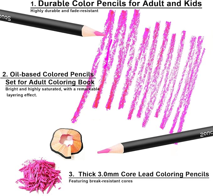 Soucolor 72-Color Colored Pencils for Adult Coloring Books, Back to School Supplies, Soft Core Artist Sketching Drawing Pencils Drawing Supplies, Art Supplies Kit for Adults Kids, Coloring Pencils Set