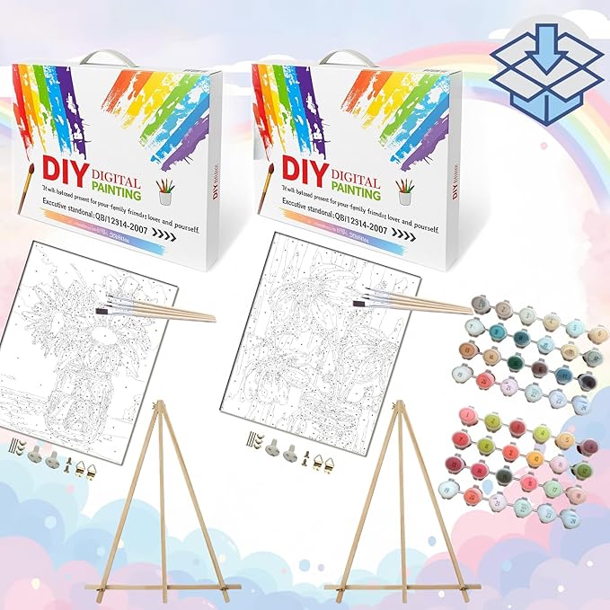 BAISITE Paint by Numbers Kit for Adults Beginners,16" Wx20 L 2 Pack Canvas for Painting Kits for Adults in Colorful Box 0304 Already Framed