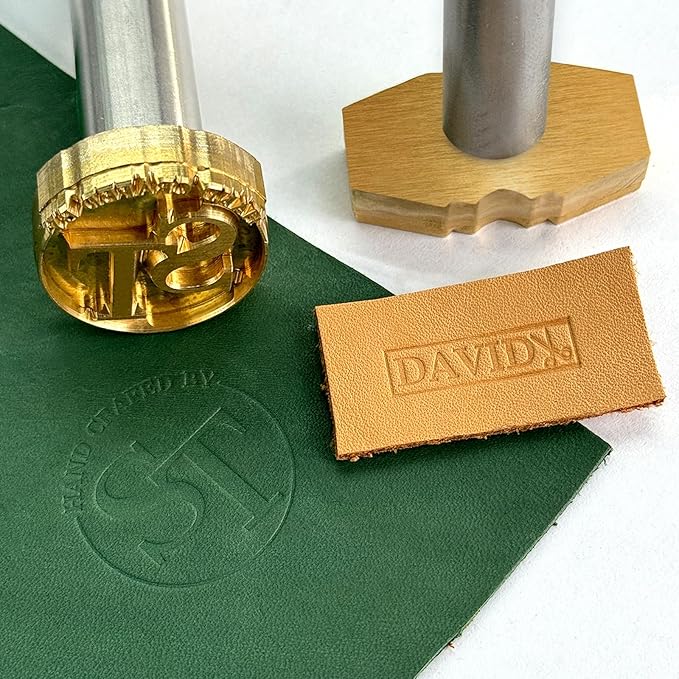 XRLSG Custom Leather Brass Embossing Stamp with Logo Text Hammer Press Leathercrafting Tool Gift for Leather Craftsman Dad Husband Boyfriend